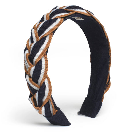 Waring Brooke Tri-Colour Plait Headband #colour_navy-tan-white