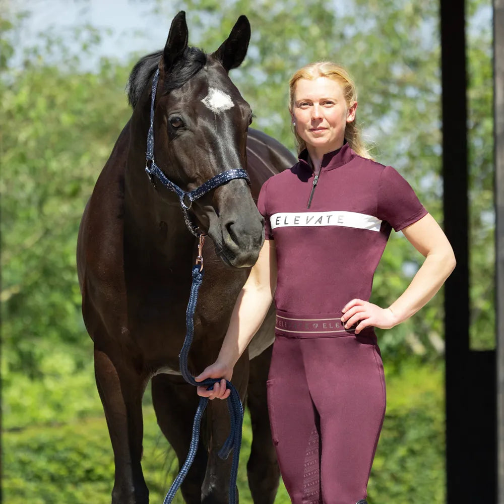 Hy Equestrian Ladies Elevate Allure Riding Tights #colour_berry