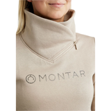 Montar MoNaja High Collar Sweatshirt with Gun Metal Crystal Logo #colour_light-silver-grey