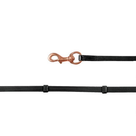 Waldhausen Icelandic Reins With Snap Hooks #colour_black-rose-gold