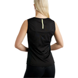 Montar MoStella Mesh Sleeveless Top with Contrast Stated Logo Print #colour_black