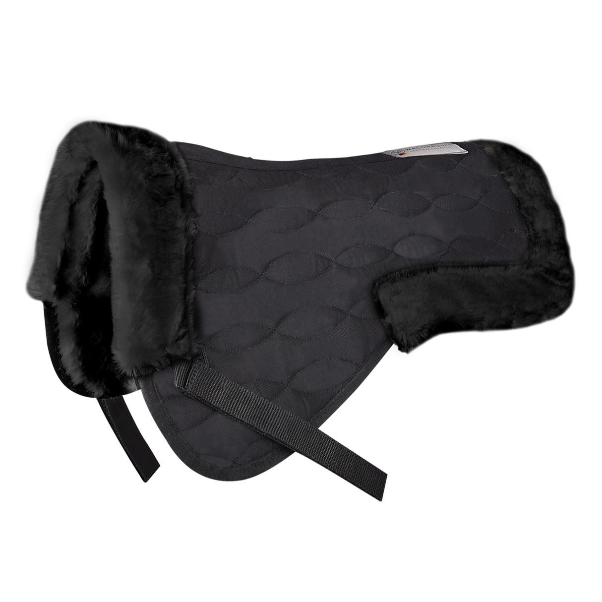 Waldhausen Half Saddle Pad with Synthetic Lambskin #colour_black-black