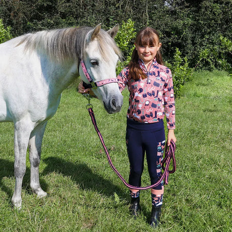 Pony Passion Head Collar & Lead Rope Set by Little Rider #colour_navy-blush