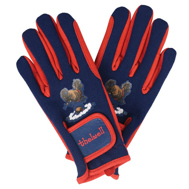 Hy Equestrian Thelwell Collection Practice Makes Perfect Children's Riding Gloves #colour_navy-red