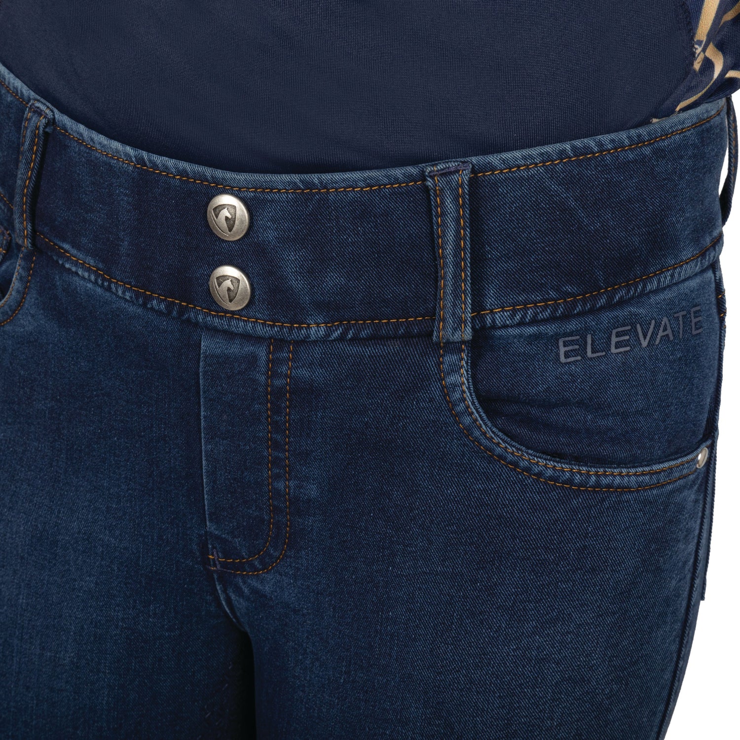 Hy Equestrian Elevate Mizs Style Denim Breeches #colour_dark-blue