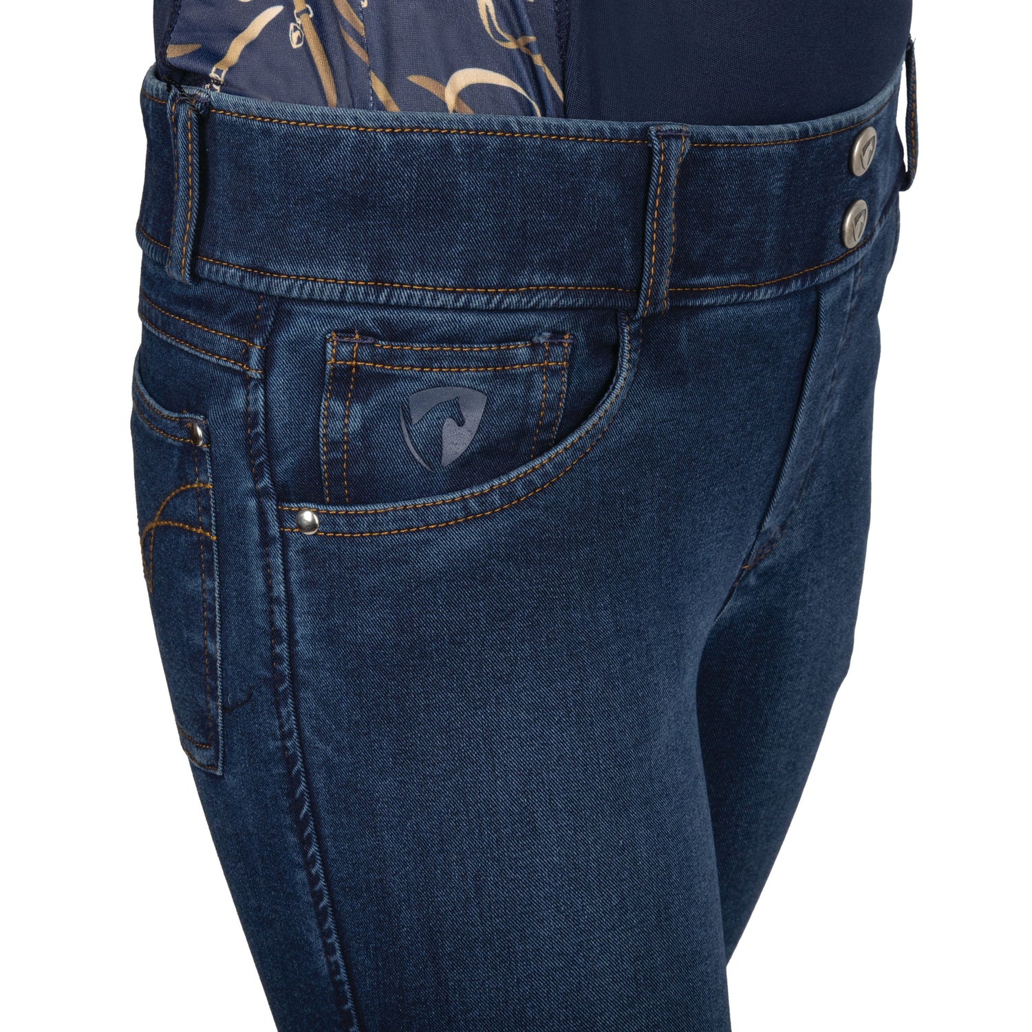 Hy Equestrian Elevate Mizs Style Denim Breeches #colour_dark-blue