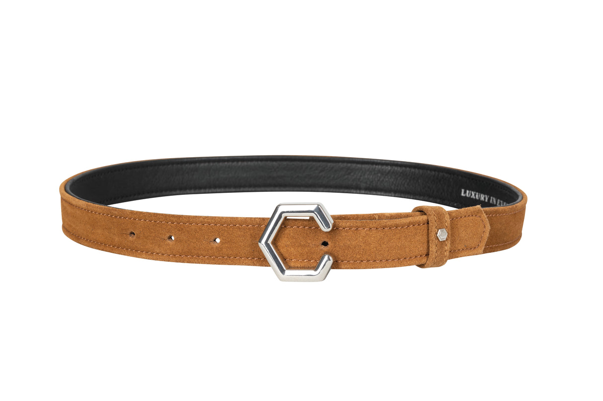 Coldstream Roxburgh Suede Belt #colour_tan-silver