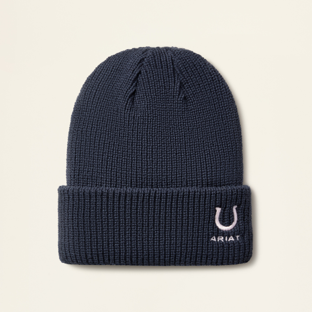 Ariat Youth Horse Shoe Beanie #colour_navy