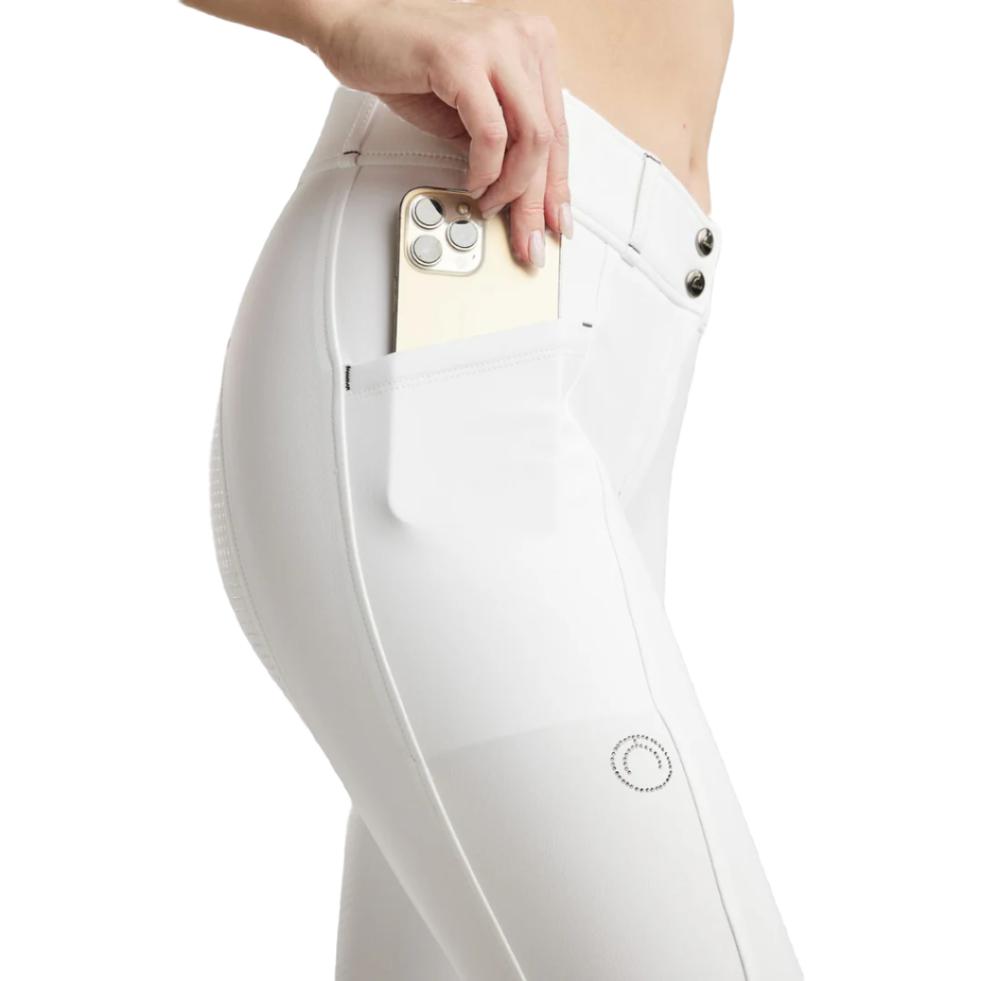 Montar MoZida Refined Gun Metal Crystals Full Grip Breeches #colour_white