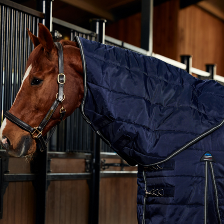 Weatherbeeta Comfitec PP Channel Quilt 220G Detach-A-Neck Stable Rug #colour_navy-charcoal