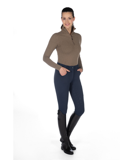 HKM Ladies Silicone Full Seat Heating Riding Breeches -Comfort- Style #colour_deep-blue