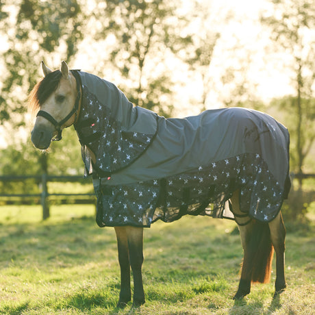 Imperial Riding Super-Dry AOP Neck Rain & Fly Rug #colour_grey-pixie-dust-aop