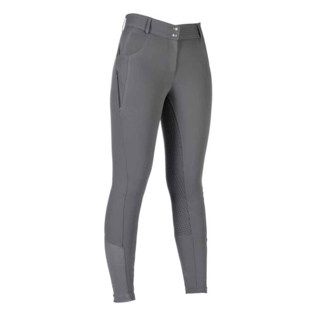 HKM Women's Silicone Full Seat Riding Breeches -Ari Mid Rise- #colour_grey