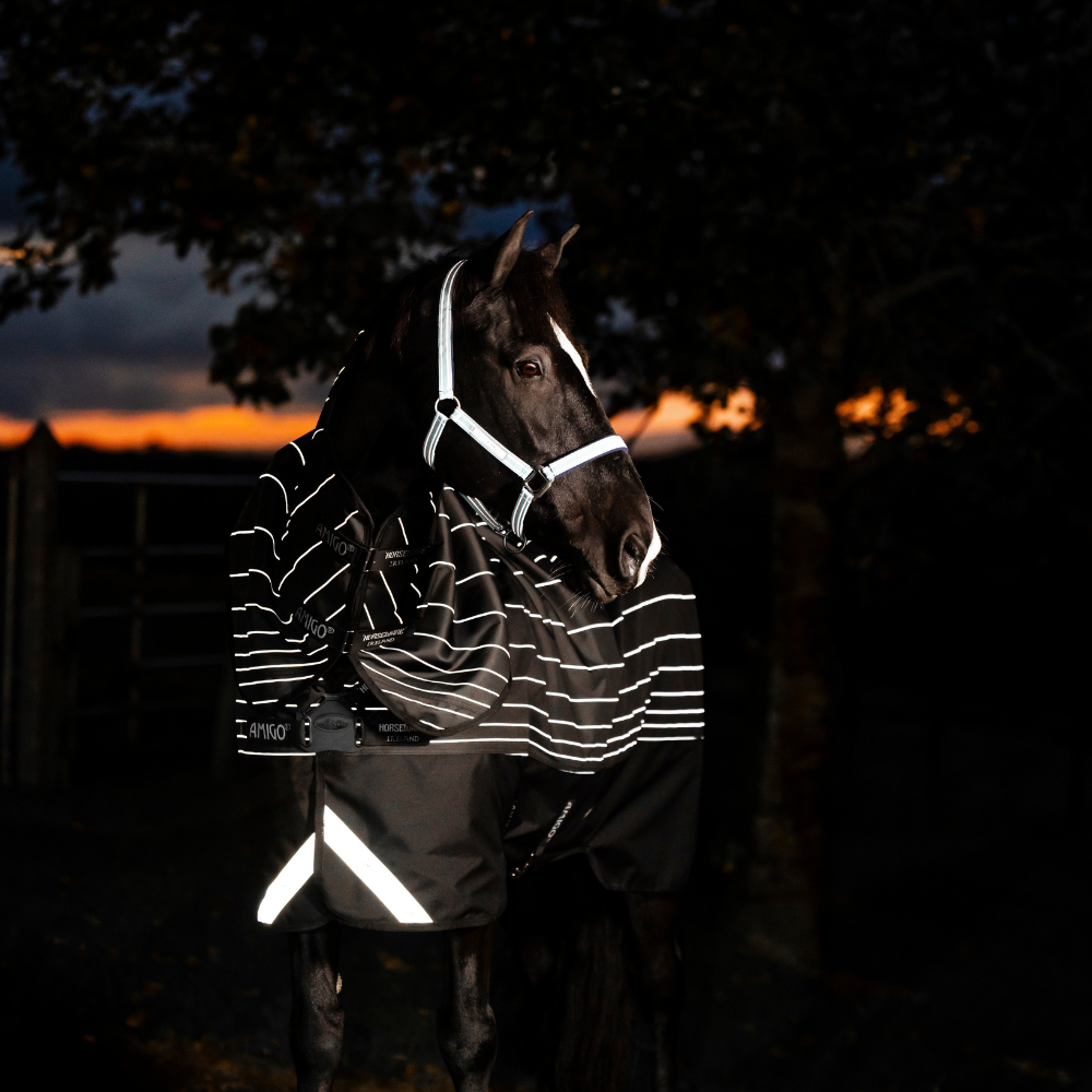 Horseware Ireland Amigo 1200D FieldSafe Reflectech Plus 50g Turnout Rug #colour_black-reflective-black