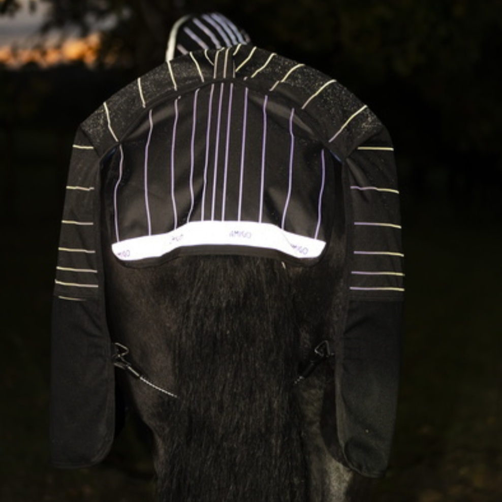 Horseware Ireland Amigo 1200D FieldSafe Reflectech Plus 100g Turnout Rug #colour_black-reflective-black