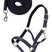 HKM Head Collar Set With Snap Hook -Crystal- Soft Padded #colour_deep-blue-black