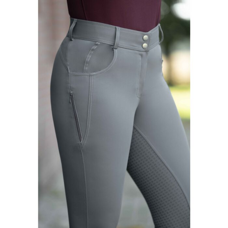 HKM Women's Silicone Full Seat Riding Breeches -Ari Mid Rise- #colour_grey