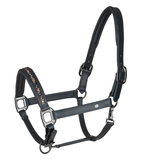 Waldhausen X-Line Leather Halter Crystal #colour_black-grey