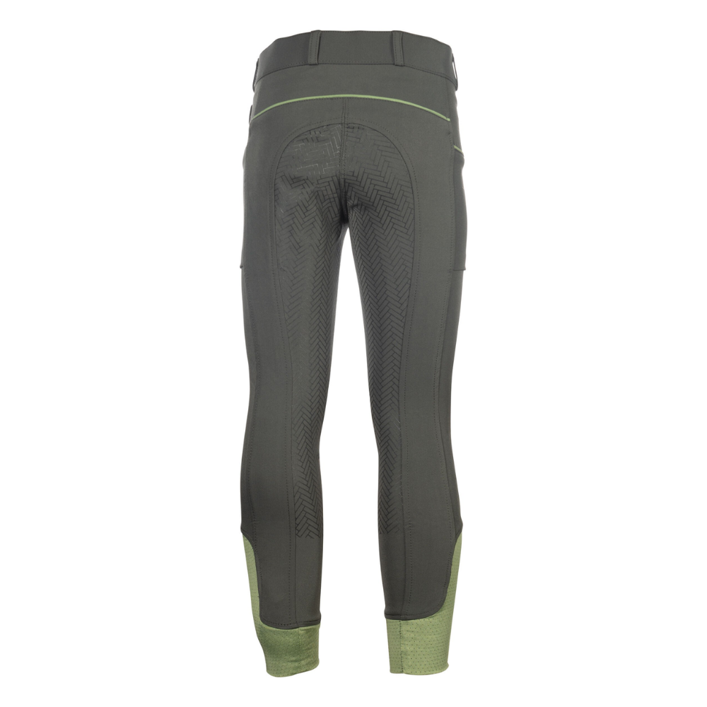 HKM Children's Silicone Full Seat Riding Breeches -Claire- #colour_grey-green