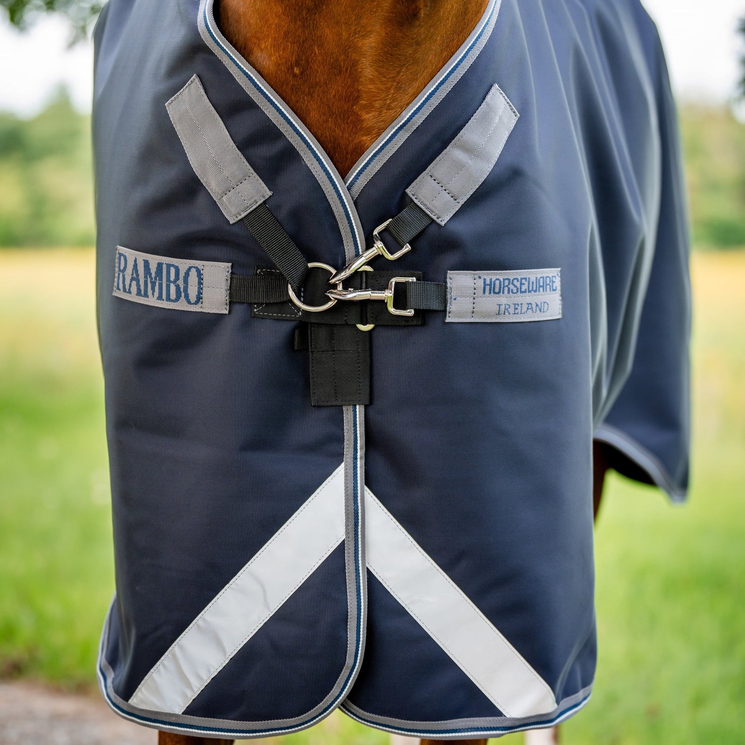 Horseware Ireland Rambo Supreme 1680D Turnout Vari-Layer 250g #colour_navy-thunderstorm-grey-silver