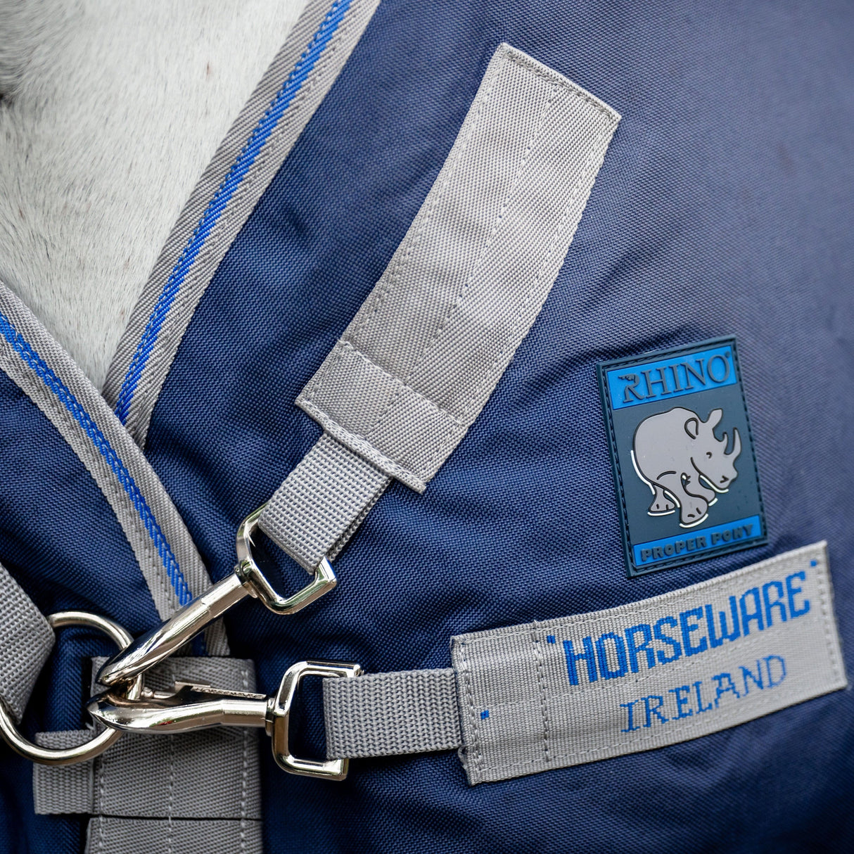 Horseware Ireland Rhino Pony Plus 100g #colour_navy-titanium-grey-classic-blue