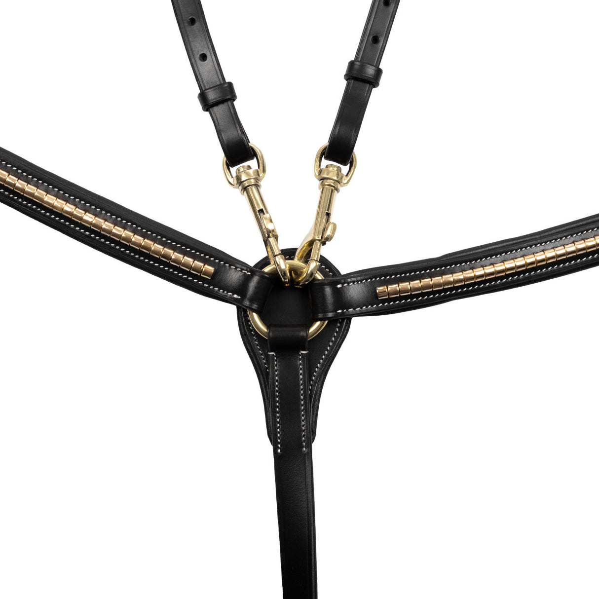 Tanned leather fork breastplate with brass clincher