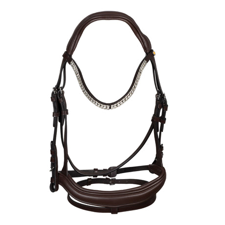 Black leather anatomical bridle with rhinestones