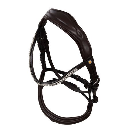 Black leather anatomical bridle with rhinestones