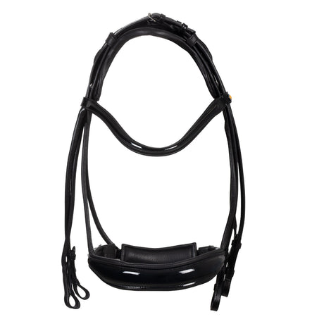 Leather dressage bridle with anatomical headpiece
