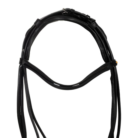 Leather dressage bridle with anatomical headpiece