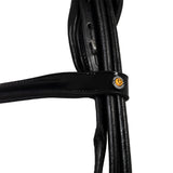 Leather dressage bridle with anatomical headpiece