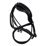 Leather dressage bridle with anatomical headpiece