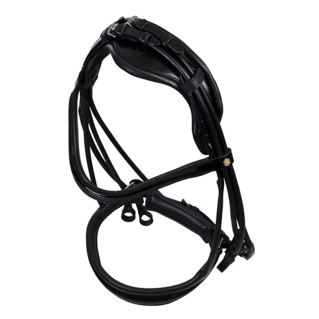 Leather dressage bridle with anatomical headpiece