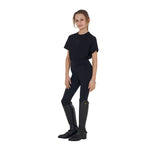 Equestro Girls' Basic Cotton T-Shirt With Tone On Tone Logo #colour_black