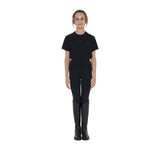 Equestro Girls' Basic Cotton T-Shirt With Tone On Tone Logo #colour_black
