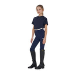 Equestro Girls' Basic Cotton T-Shirt With Tone On Tone Logo #colour_blue