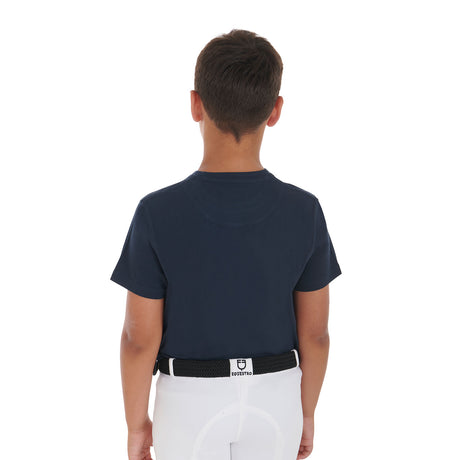 Equestro Kids' T-Shirt With Equestrian Print #colour_blue
