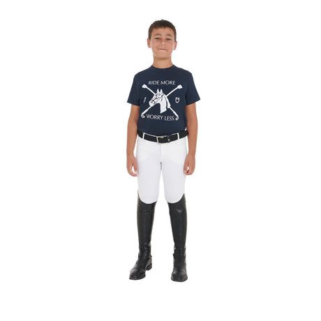 Equestro Kids' T-Shirt With Equestrian Print #colour_blue