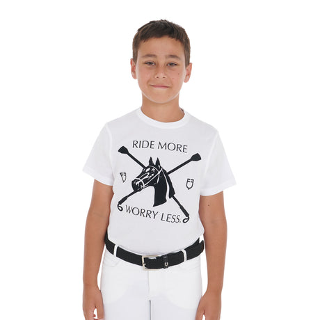 Equestro Kids' T-Shirt With Equestrian Print #colour_white