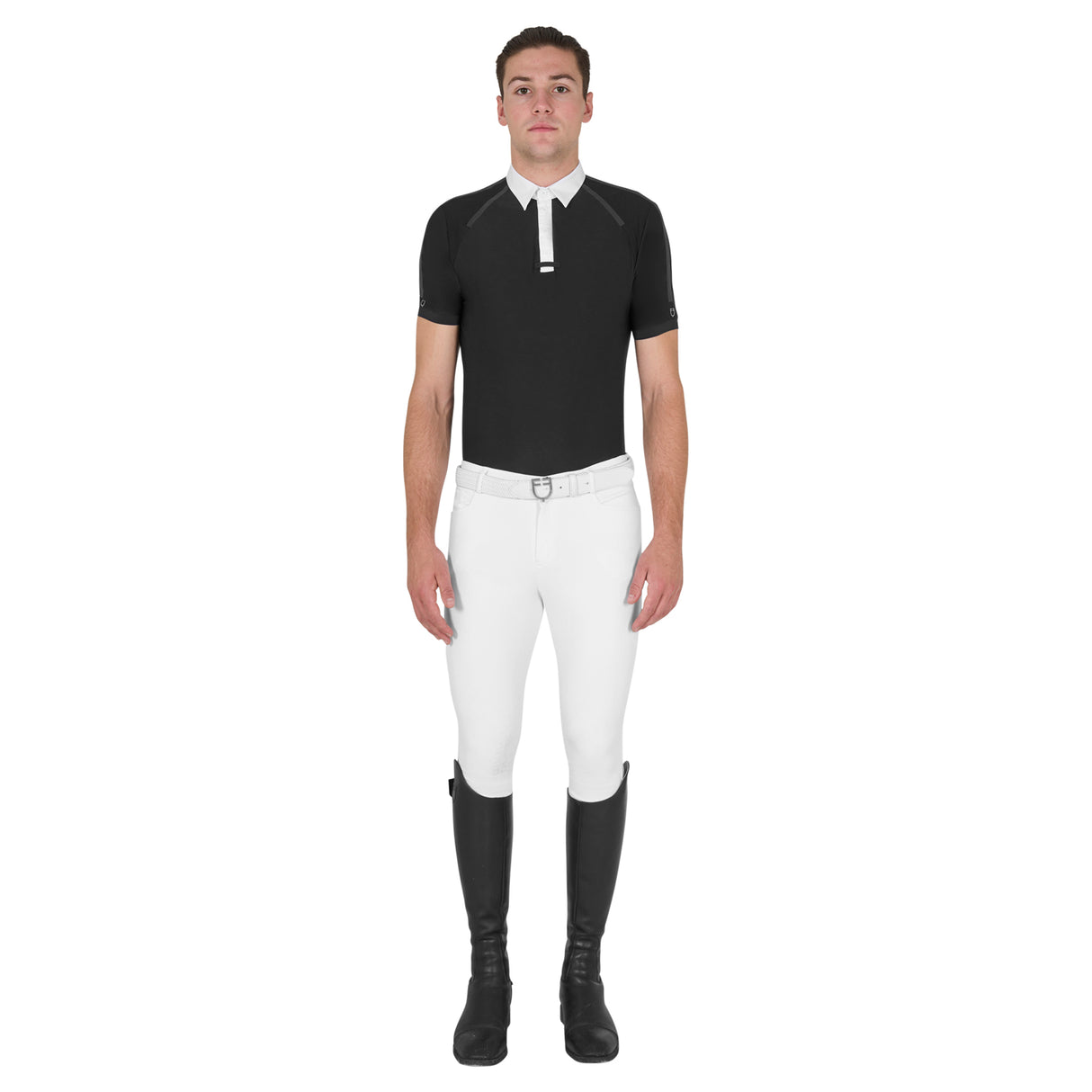 Equestro Men's Slim Fit Short Sleeve Competition Polo Shirt #colour_black