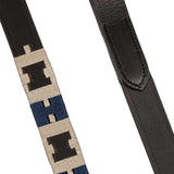 Equestro Leather Dog Leash With Geometric Pattern #colour_black