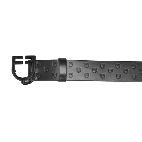 Total black leather belt with logo buckle