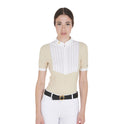 Women's slim fit pleated cotton polo shirt