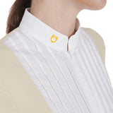 Women's slim fit pleated cotton polo shirt