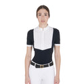 Women's slim fit pleated cotton polo shirt