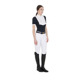 Women's slim fit pleated cotton polo shirt