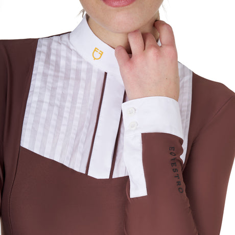 Women's slim fit polo shirt with pleated cotton