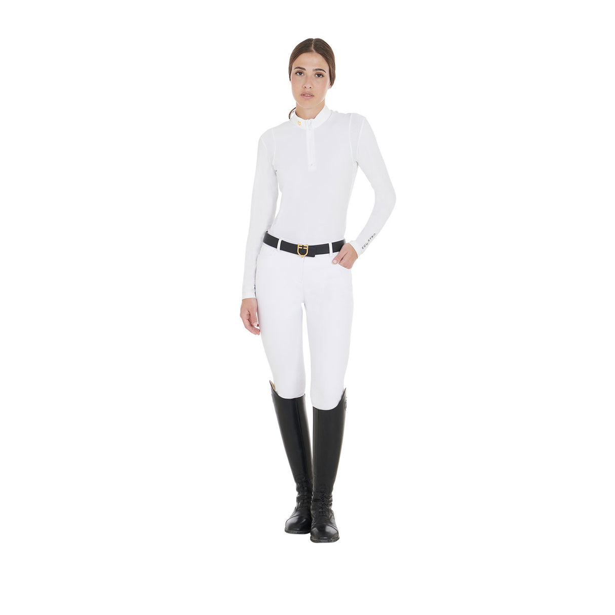 Women's slim fit polo shirt in technical fabric