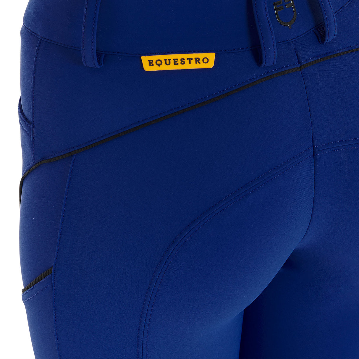 Equestro Women's Slim Fit Breeches With Knee Grip #colour_royal-blue