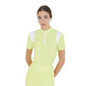 Equestro Women's Slim Fit Training Polo Shirt with Mesh Inserts #colour_lime